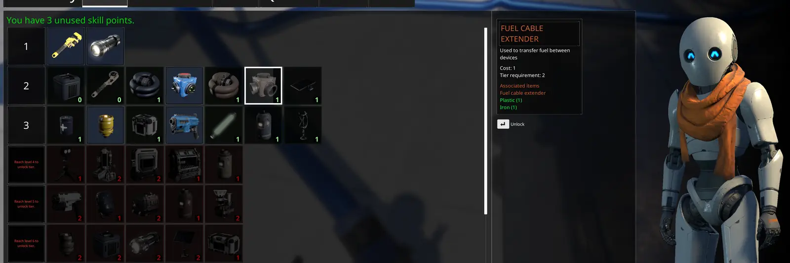 A skills menu beside a Caretaker in The Last Caretaker.